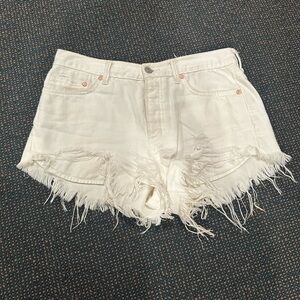 Free People White Jean Shorts